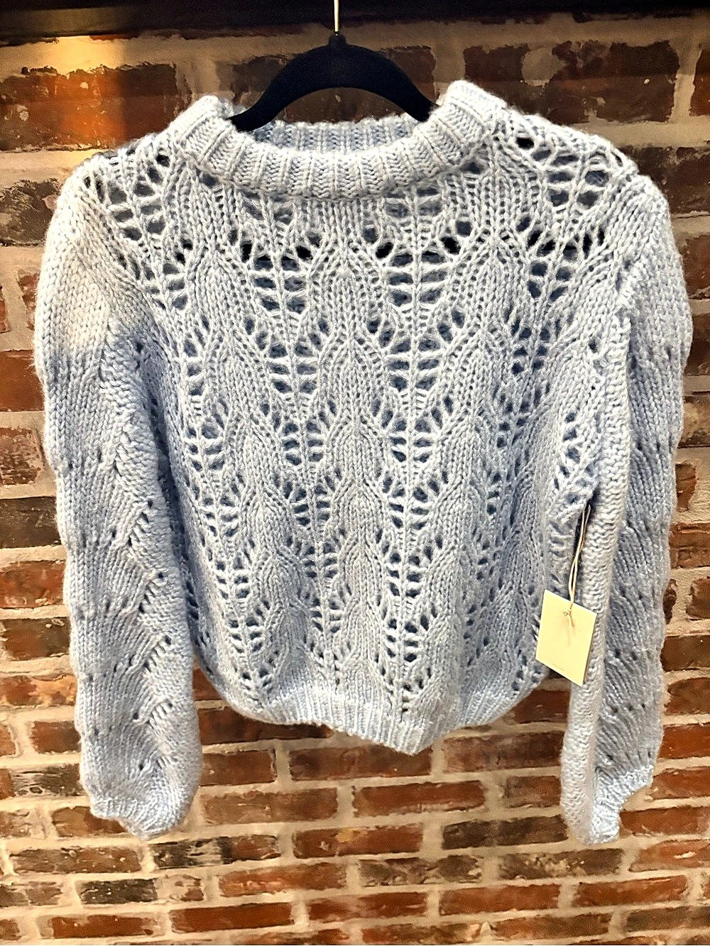 Tularosa Zaylee Boat Neck Open Stitch Sweater Blue Medium